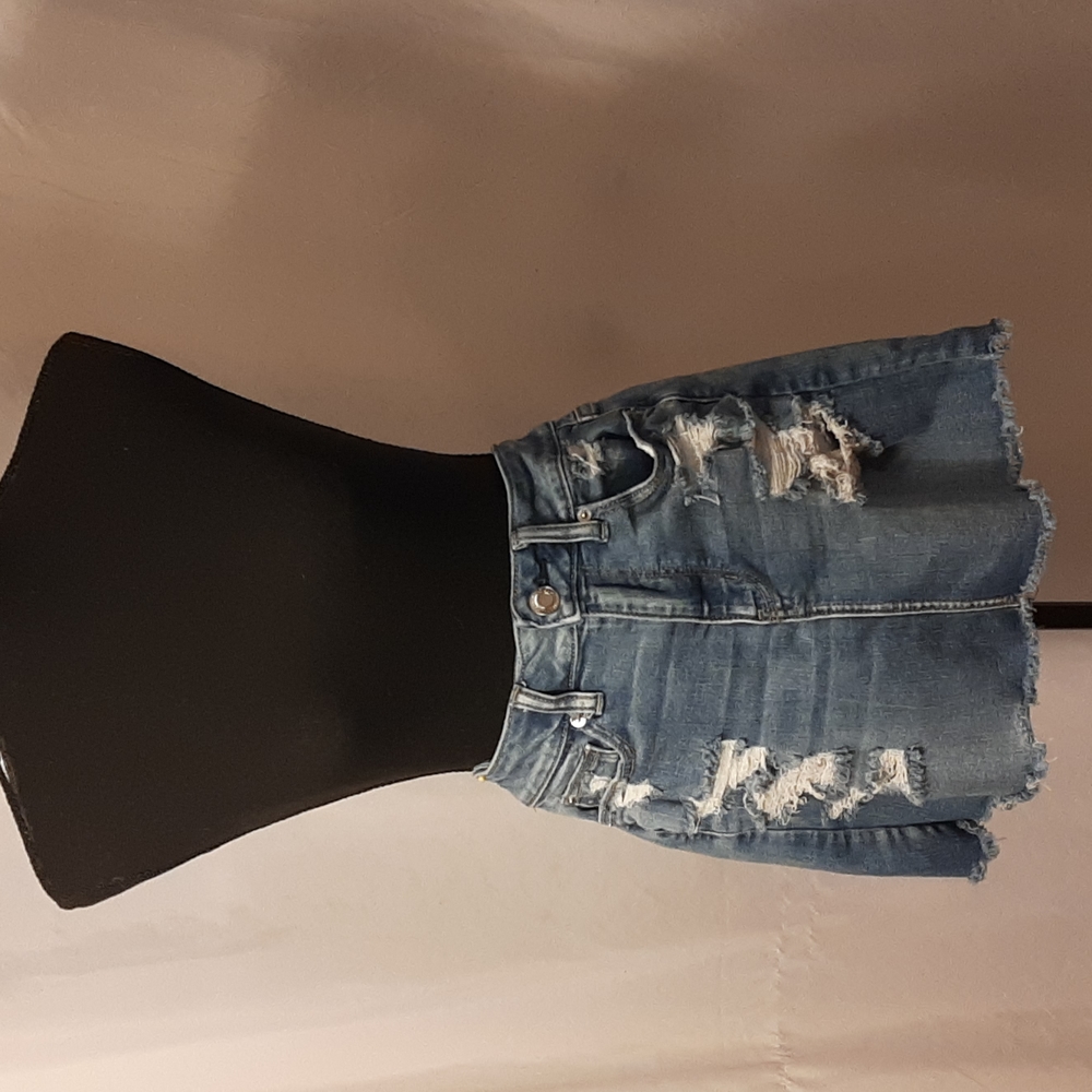 American Eagle distressed denim mini skirt 2
